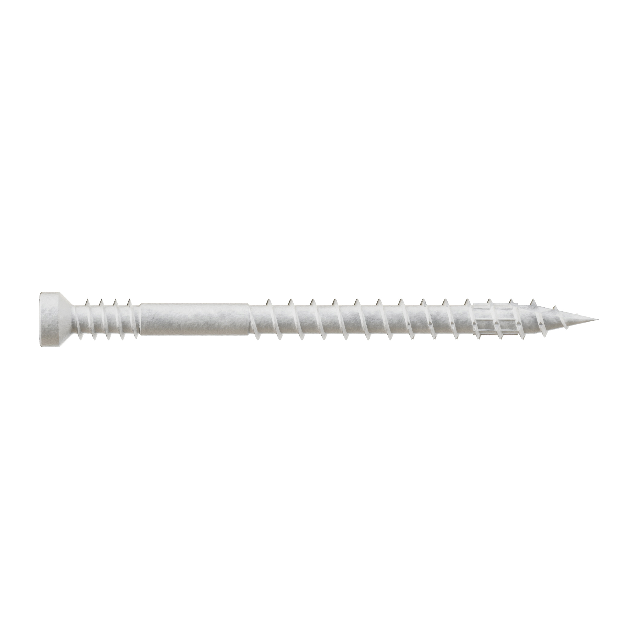 FT07200R100W Screw, #7 Thread, 2 in L, Serrated Thread, Trim Head, 6-Lobe Drive