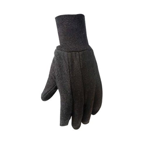 91273-09 Gloves, General-Purpose, Non-Dotted, Men's, L, Straight Thumb, Knit Wrist Cuff, Cotton, Brown