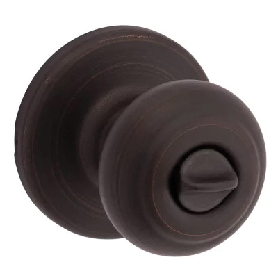 Colonial Privacy Lockset, Kwikset, Cove Design, Knob Handle, Venetian Bronze - 1