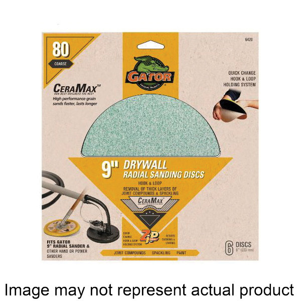 6440 Radial Sander, 9 in Dia, 80 Grit, Medium, Silicone Carbide Abrasive