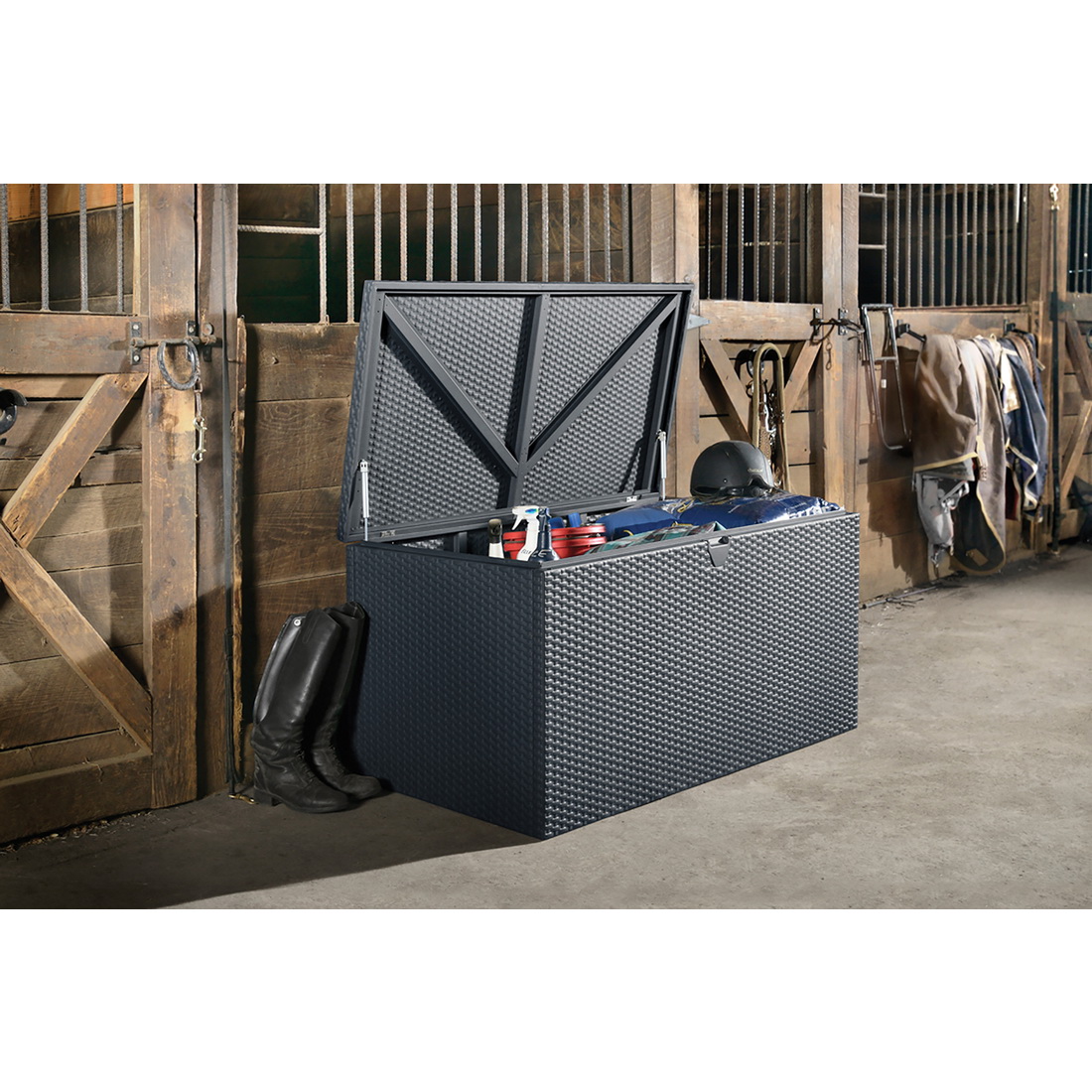 Deck Box, Spacemaker, 4-1/2 ft W, 2-1/2 ft D, 2 ft H, Steel, Anthracite, Hot-Dipped Galvanized - 5