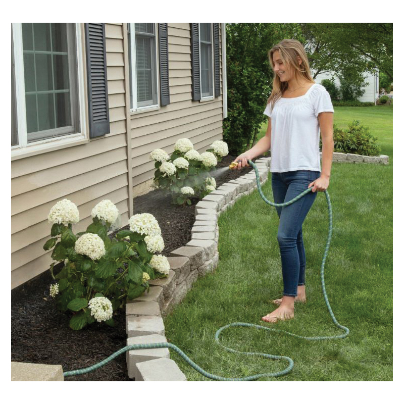 Expandable Hose, HydroTech, 3/4 in, 50 ft L, Spigot, Brass/Latex/Nylon/Polyester, Green - 4