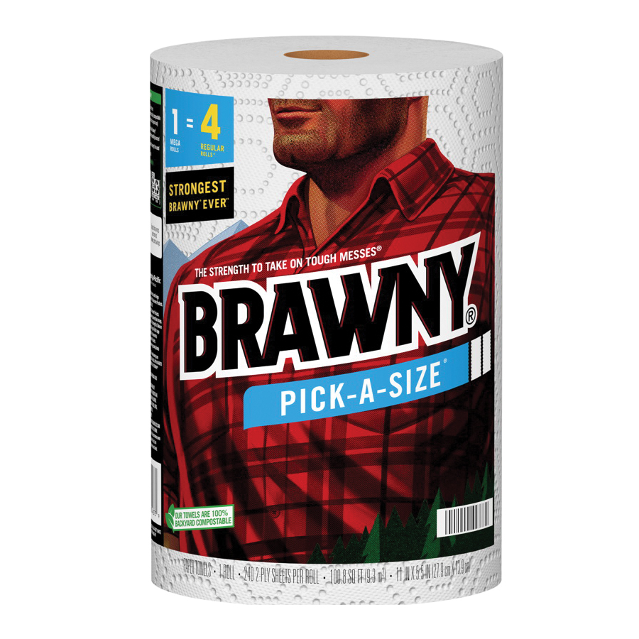 Brawny Pick-A-Size 44373 Paper Towel, 5-1/2 in L, 11 in W, 2-Ply, 1/PK