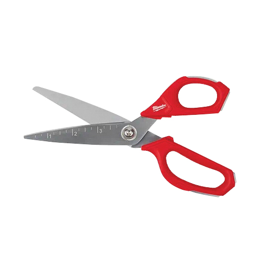 48-22-4046 Jobsite Scissors, 9.3 in OAL, Metal Blade, Loop Handle, Gray/Red Handle