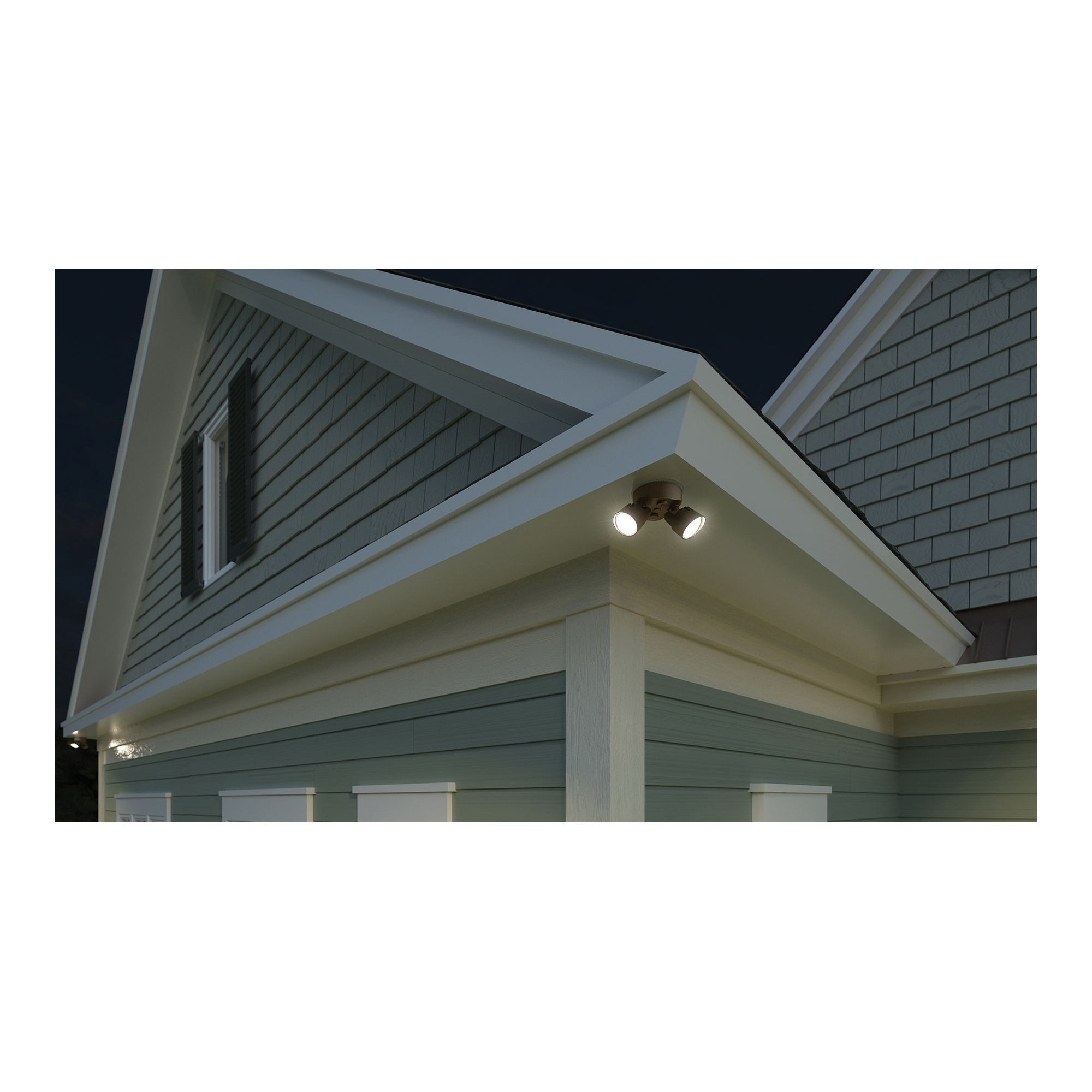 Lithonia Dual Head LED Security Flood Light, Lithonia Lighting, Dusk to Dawn, Wattage Selectable, 1750 or 2750 Lumens, 4000 Kelvin, White - 2