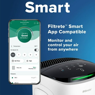 Filtrete FAP-ST02N Smart Room Air Purifier, HEPA Filter, 0.3 um, 310 sq-ft Coverage Area, White - 3