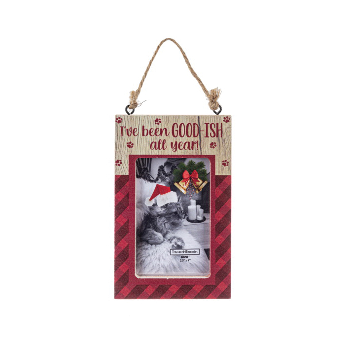 Ganz EX26178 Photo Frame Ornament, 4 in W, Green/Red - 5