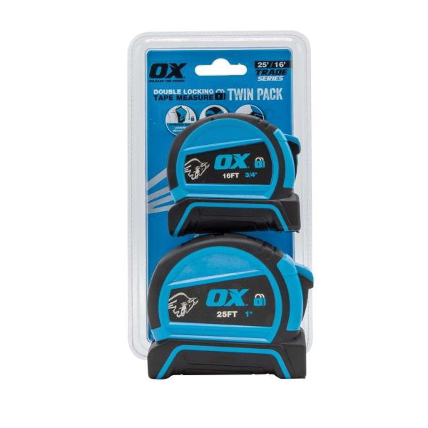 TRADE Series OX-T432301 Tape Measure, 16/25 ft L Blade, 0.314 in W Blade, Steel Blade, ABS Case