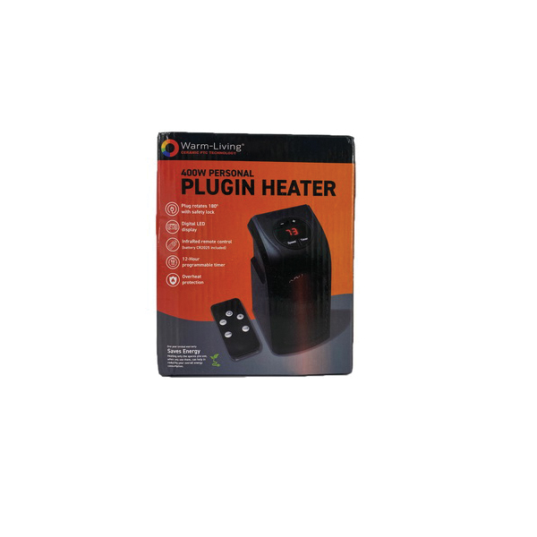 Plugin Heater, Warm-Living, Includes Remote, 400 W, Black - 2