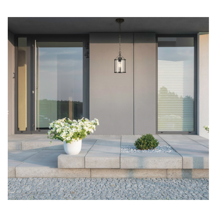 1-Light Outdoor Pendant, Globe, Black - 3