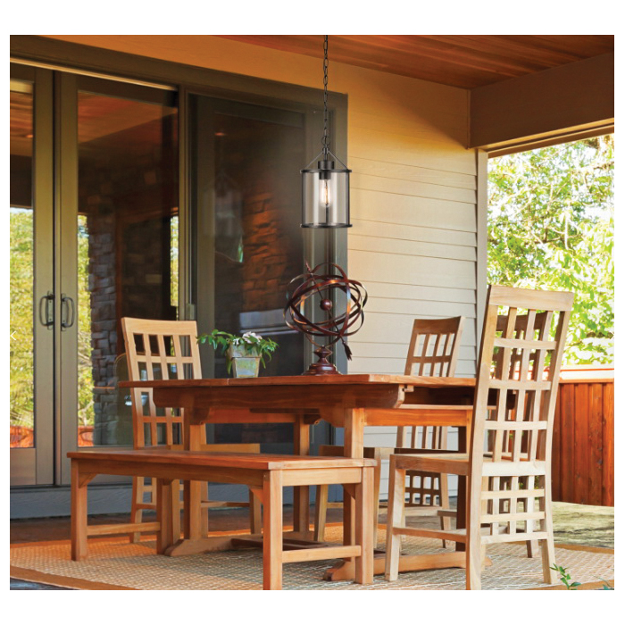 1-Light Outdoor Pendant, Globe, Black - 4
