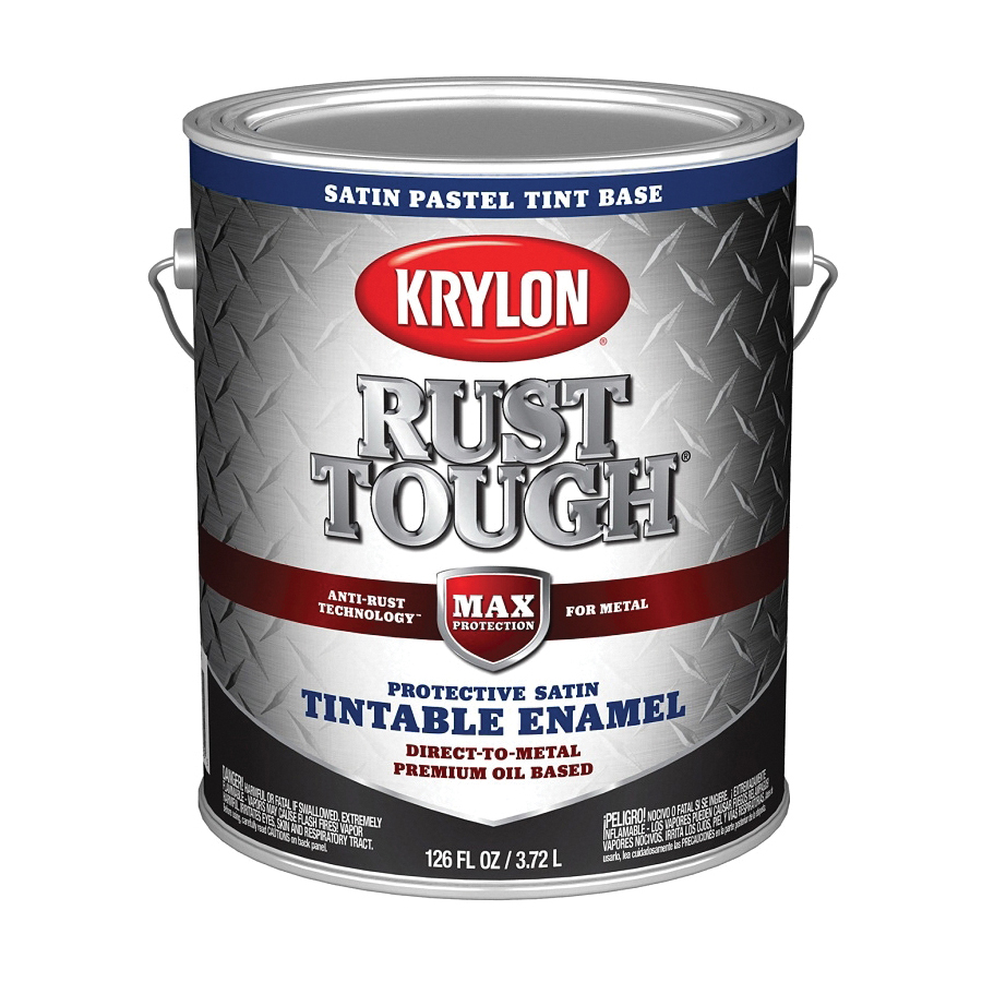 Rust Tough K09749008 Enamel Paint, Satin Sheen, Pastel Tint, 1 gal, 400 sq-ft/gal Coverage Area
