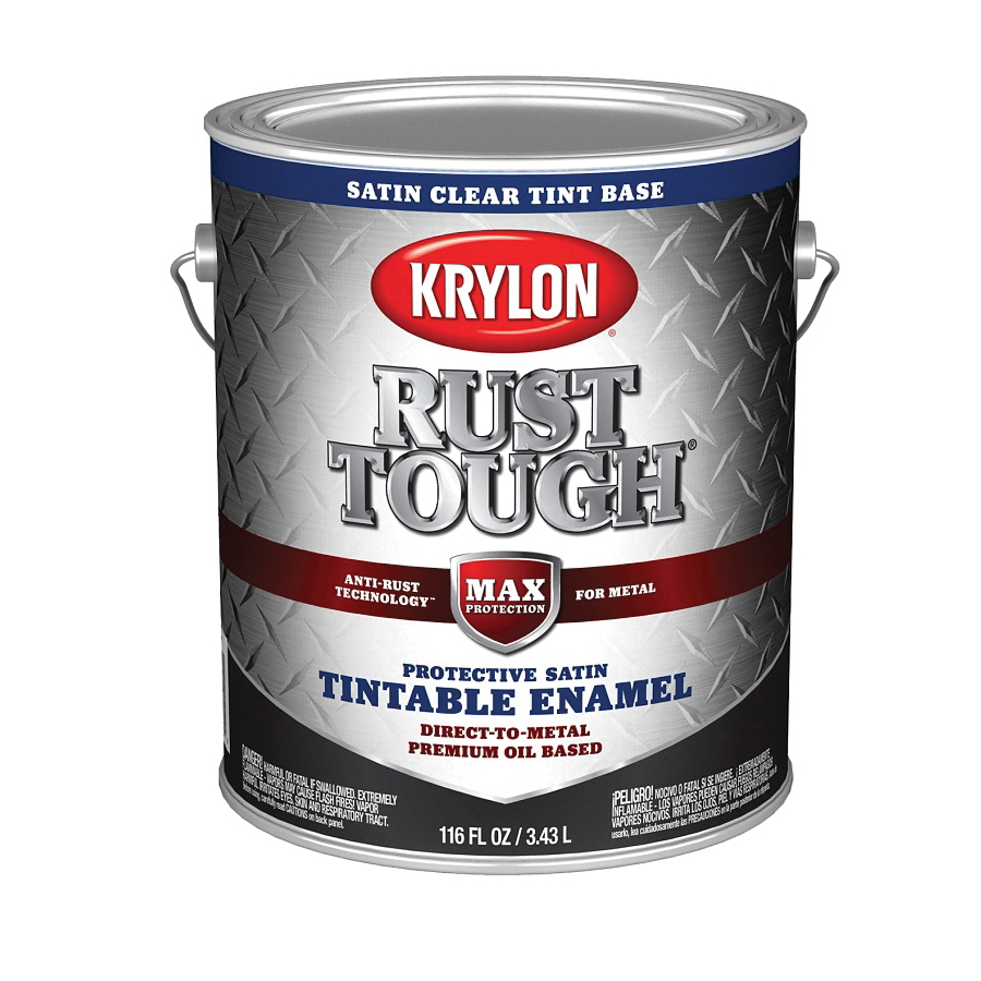 Rust Tough K09751008 Enamel Paint, Satin Sheen, Clear, 1 gal, 400 sq-ft/gal Coverage Area