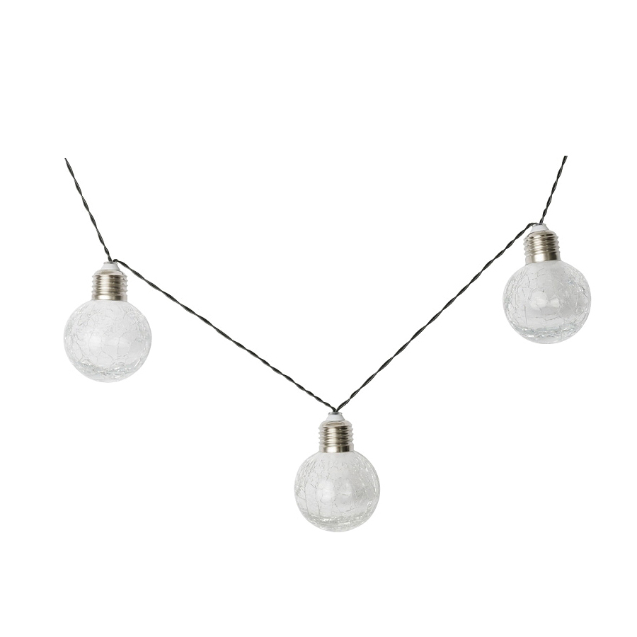 27101 Solar Crackle Glass Ball, Nickel-Metal Hydride Battery, AA Battery, 10-Lamp, LED Lamp, Clear