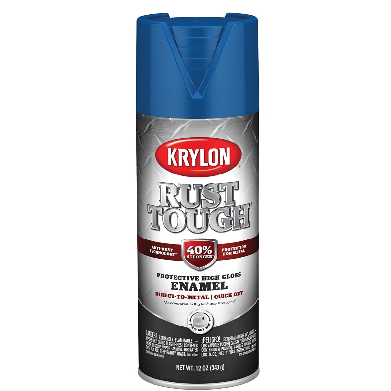 Krylon Rust Tough K09225008 Enamel Spray Paint, Gloss, True Blue, 12 oz, Can - 1