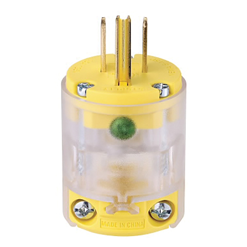 515PLT-F-L/ Straight Blade Plug, 15 A, 125 V, Yellow