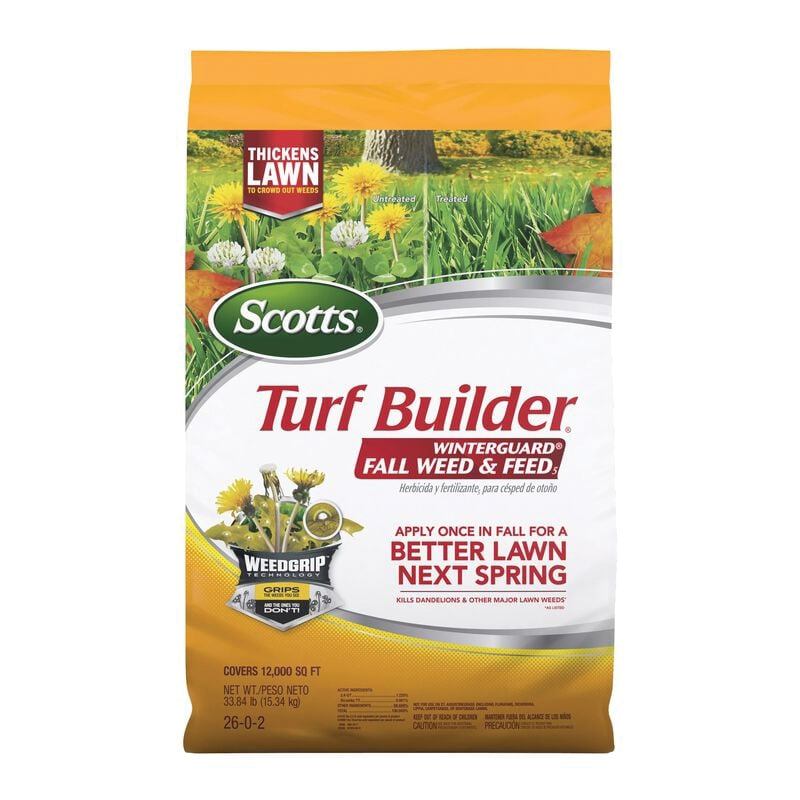 Turf Builder WinterGuard Series 22333 Fall Weed and Feed, Granular, Spreader Application, 33.84 lb Bag