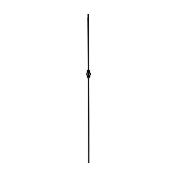 SQI1BS Single Ball and Sphere Stair Baluster, 44 in H, 1/2 in W, Square, Steel, Black