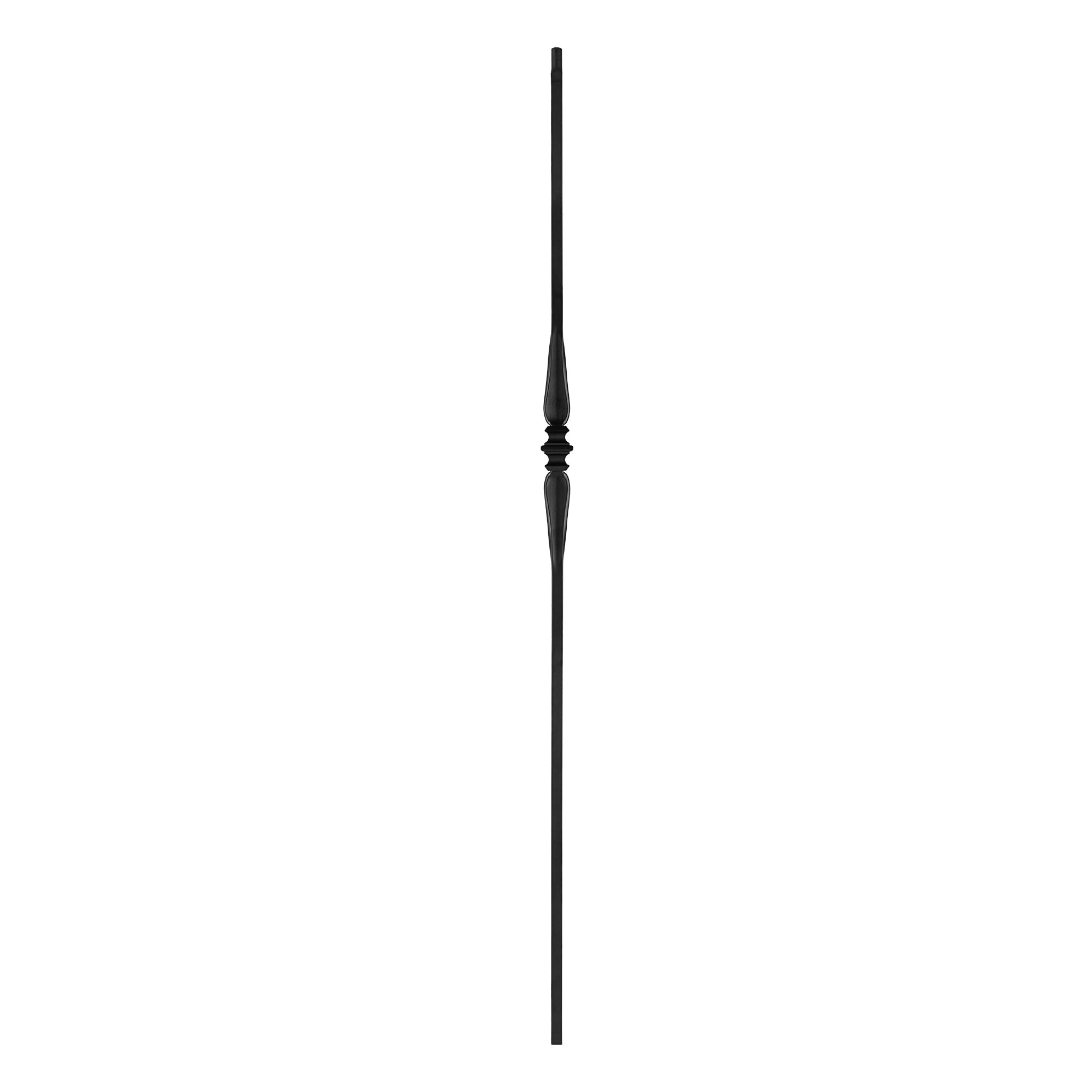 SQI1CS Single Collar and Spoon Stair Baluster, 44 in H, 1/2 in W, Square, Steel, Black
