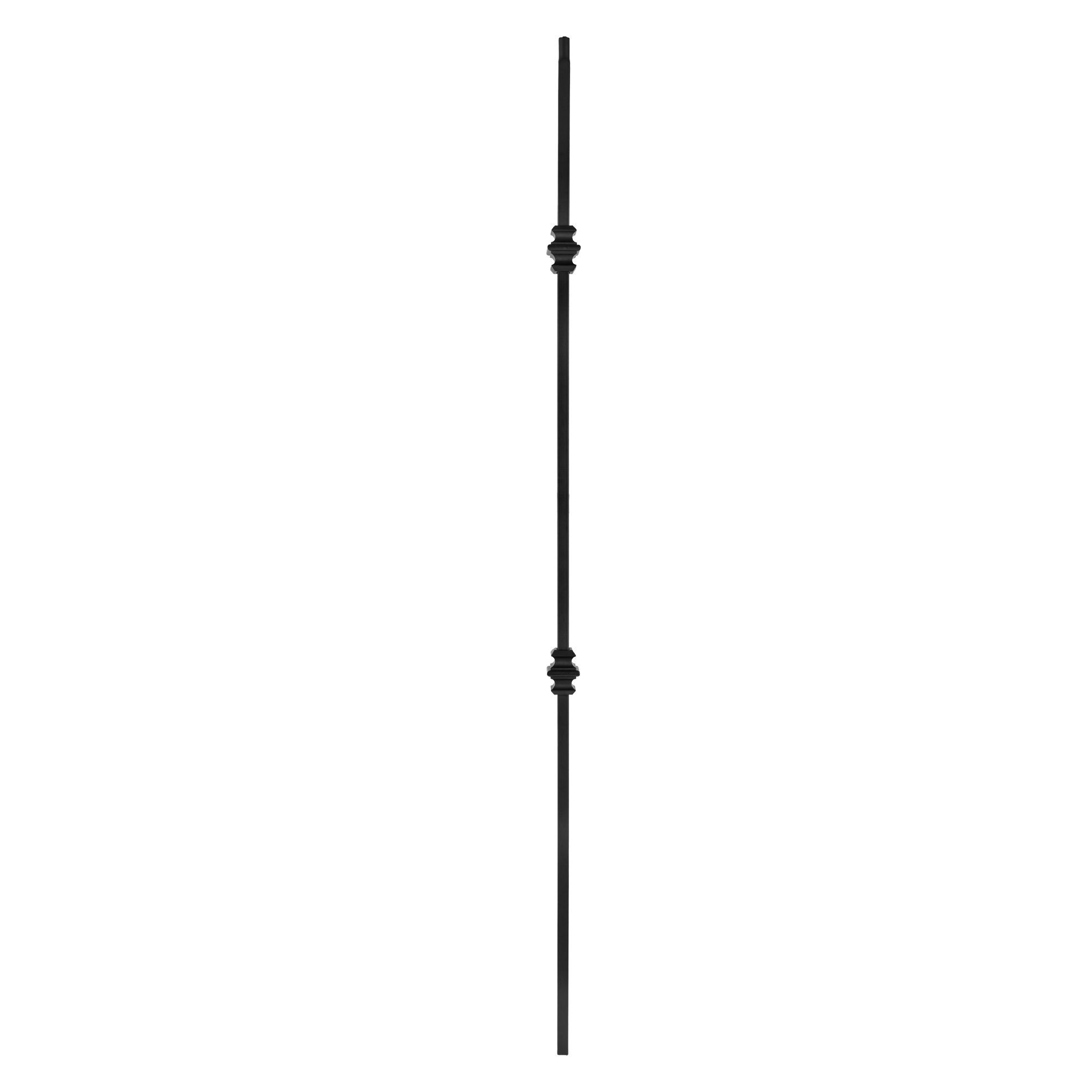 SQI2C Double Collar Stair Baluster, 44 in H, 1/2 in W, Square, Steel, Black, Powder-Coated/Semi-Matte