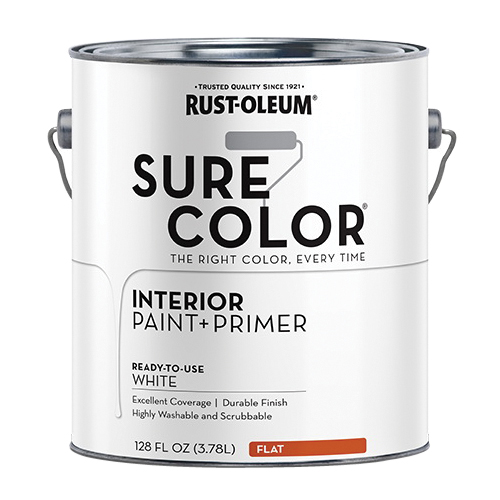 Sure Color 380215 Interior Wall Paint, Flat, White, 1 gal, Can, 400 sq-ft Coverage Area