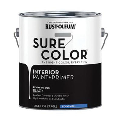 Sure Color 380218 Interior Wall Paint, Eggshell, Black, 1 gal, Can, 400 sq-ft Coverage Area