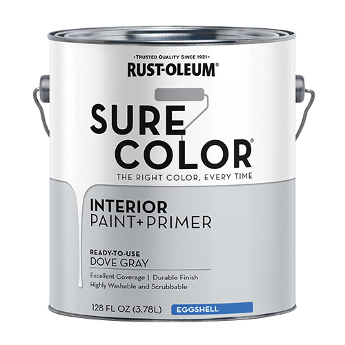 Sure Color 380223 Interior Wall Paint, Eggshell, Dove Gray, 1 gal, Can, 400 sq-ft Coverage Area