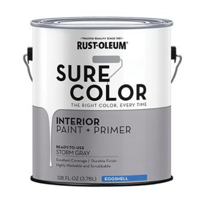 Sure Color 380224 Interior Wall Paint, Eggshell, Stone Gray, 1 gal, Can, 400 sq-ft Coverage Area