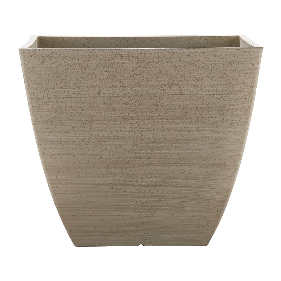 HDR-091660 Newland Planter, 13-1/2 in H, 16 in W, 16 in D, Square, Plastic/Resin, White, Stone Aesthetic