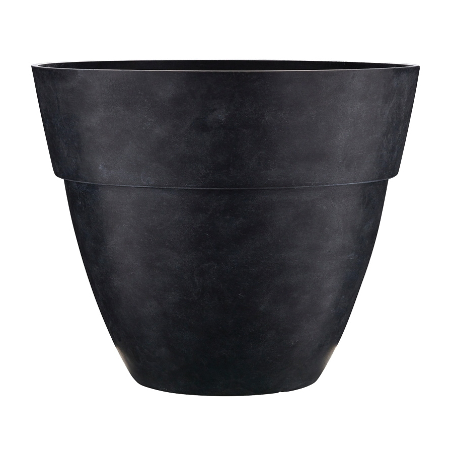 RUB-091554 Lota Planter, 18 in H, Rubber, Black/Gray