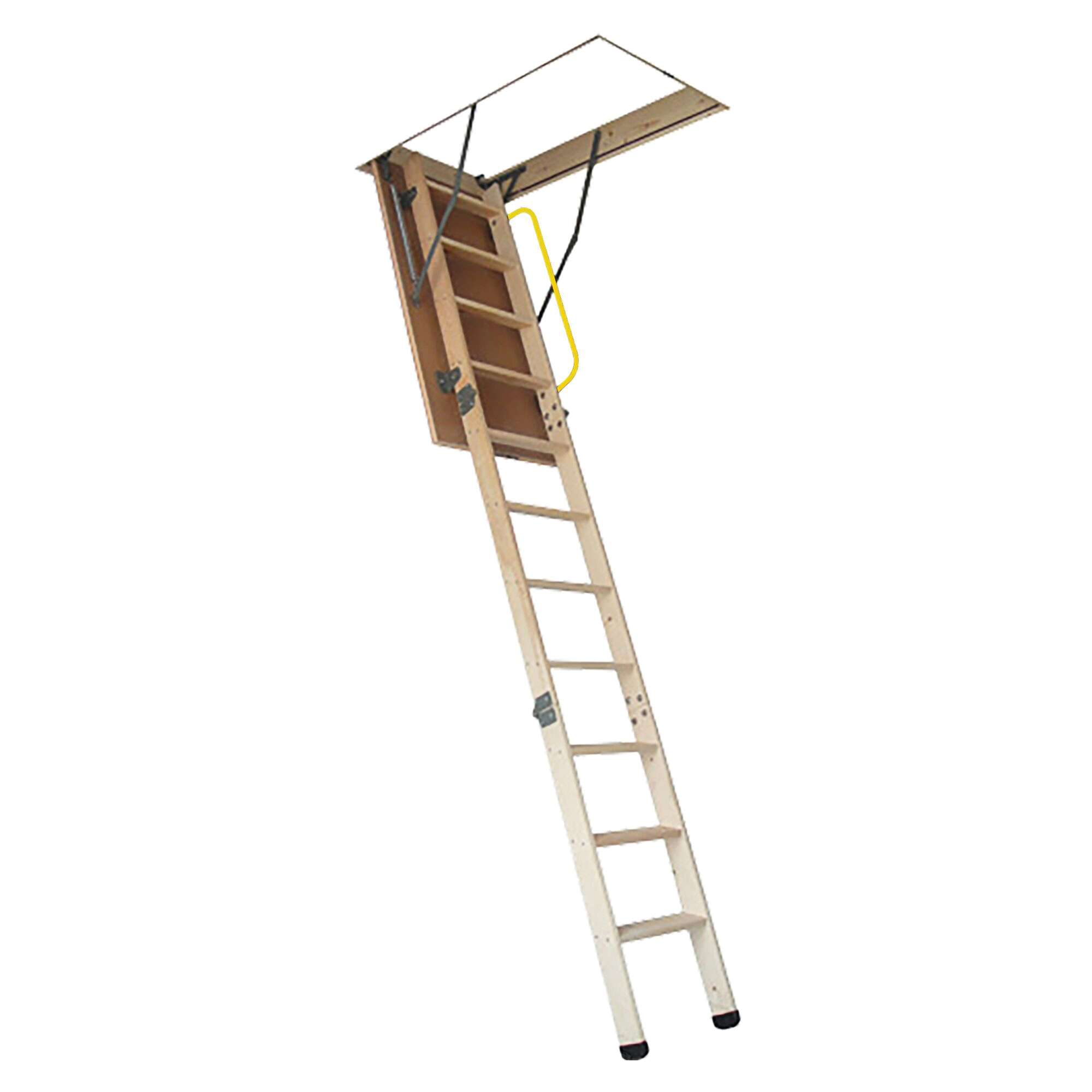ALW255X54 Attic Ladder, 10 ft H Ceiling, 25-1/2 x 54 in Ceiling Opening, 330 lb, Pine Wood