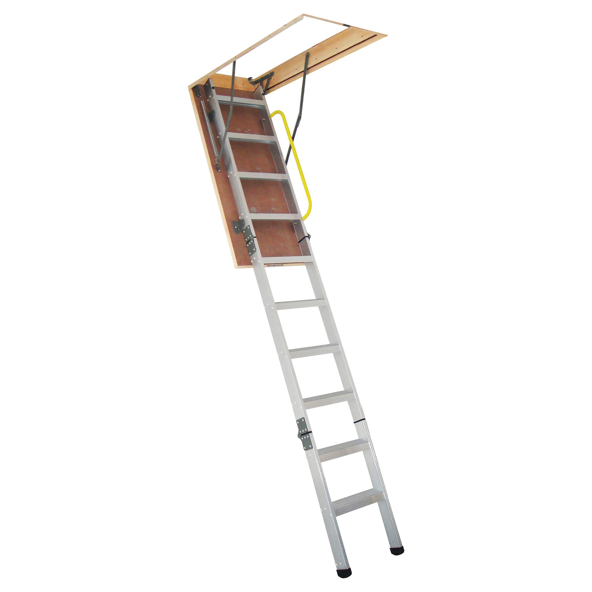 ALA225X54 Attic Ladder, 10 ft H Ceiling, 54 in L x 25-1/2 in W Ceiling Opening, 12-Step, 330 lb, Aluminum