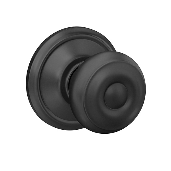 F Series F10 G GEO 622 Passage Knob, Metal, Matte Black, 2-3/8, 2-3/4 in Backset, 1-3/8 to 1-3/4 in Thick Door