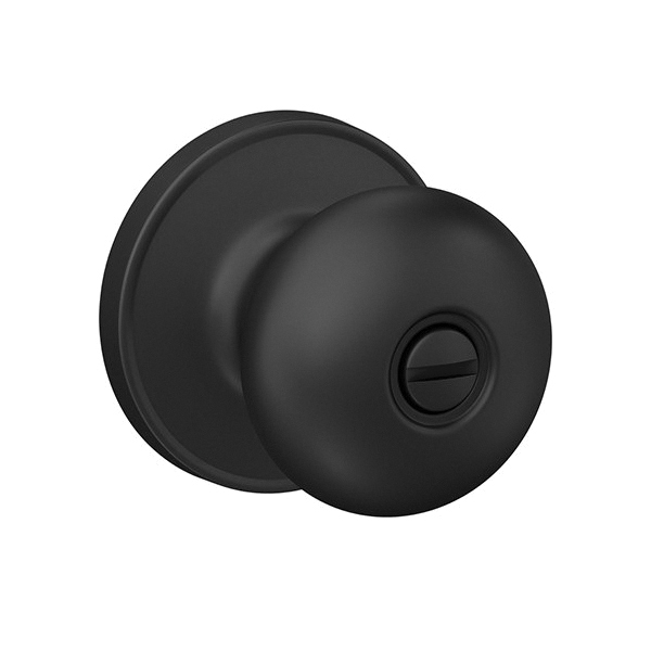 J Series J40 STR 622 Privacy Lockset, Round Design, Knob Handle, Matte Black, Metal, Interior Locking
