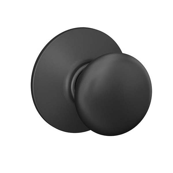 F Series F10 V PLY 622 Passage Knob, Plymouth, Round, 2-3/4 in Dimensions, Metal, Matte Black, Reversible Hand