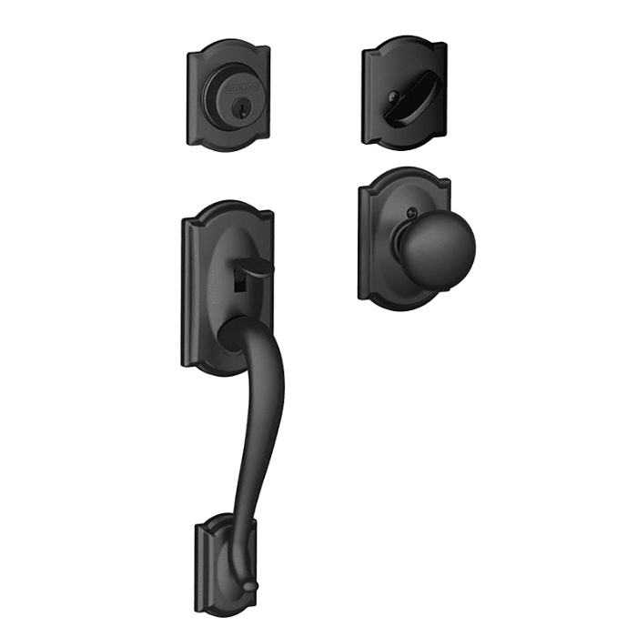 F Series F60 CAM 622 PLY Combination Lockset, Mechanical Lock, Knob Handle, Round Design, Matte Black, Yes