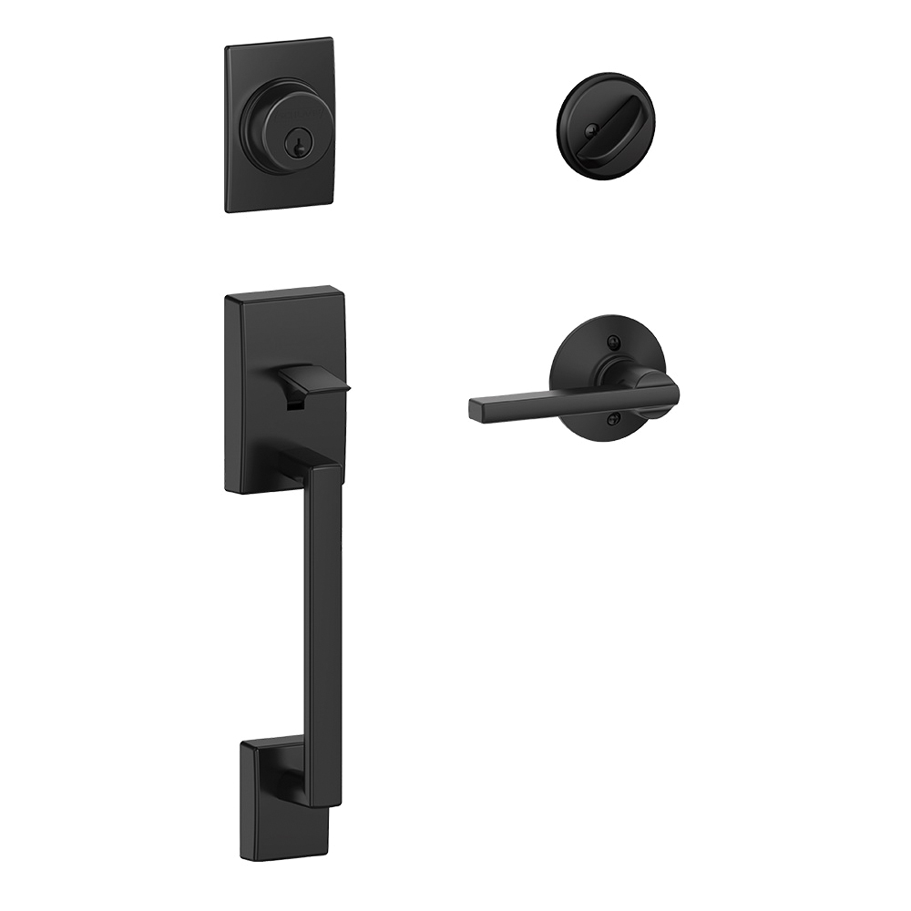 F Series F60 CEN 622 LAT Combination Lockset, Mechanical Lock, Lever Handle, Straight Design, Matte Black