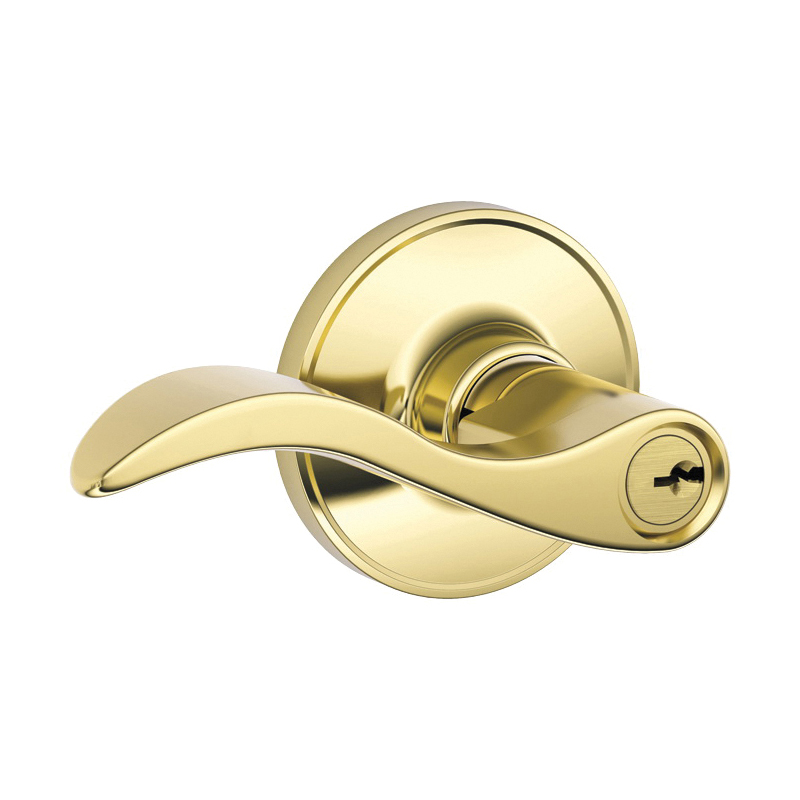 J Series J54 V SEV 605 Entry Lever, Mechanical Lock, Bright Brass, Metal, Residential, 3 Grade