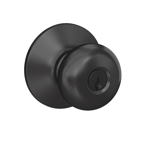 F Series F51A V PLY 622 Entry Knob, Knob Handle, Matte Black, Metal, C Keyway, Re-Key Technology: Traditional