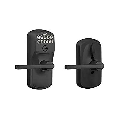 FE595 V PLY 622 LAT Electronic Entry Lock, Straight Design, Matte Black, Residential, 2 Grade, Metal