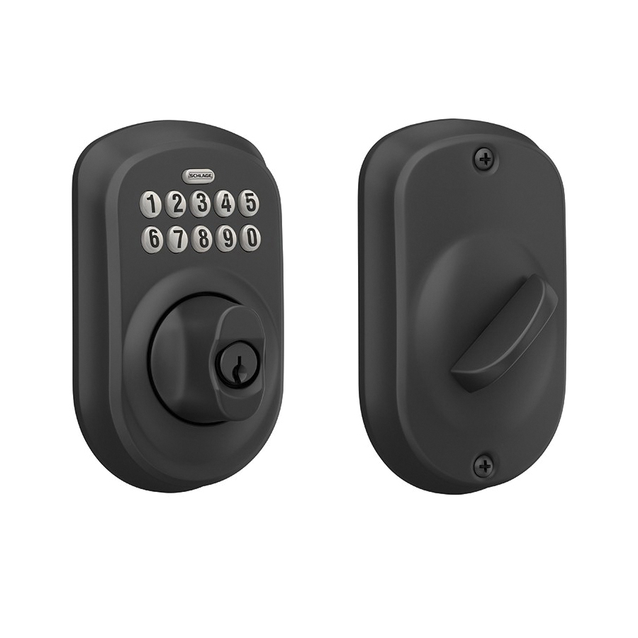 BE365 V PLY 622 Electronic Deadbolt, Matte Black, Residential, 1 Grade, Metal, Thumbturn Interior Handle