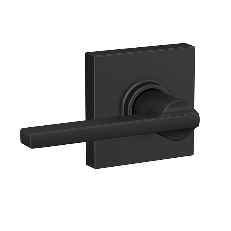 F Series F10 V LAT 622 COL Passage Lever, Mechanical Lock, Matte Black, Metal, Residential, 2 Grade, 1/CD