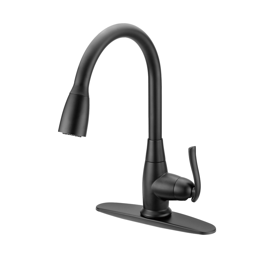 FP4A0000BL Faucet Pull-Down Kitchen Faucet, 1.8 gpm, 1-Handle, 1, 3-Faucet Hole, Brass/Plastic/Zinc