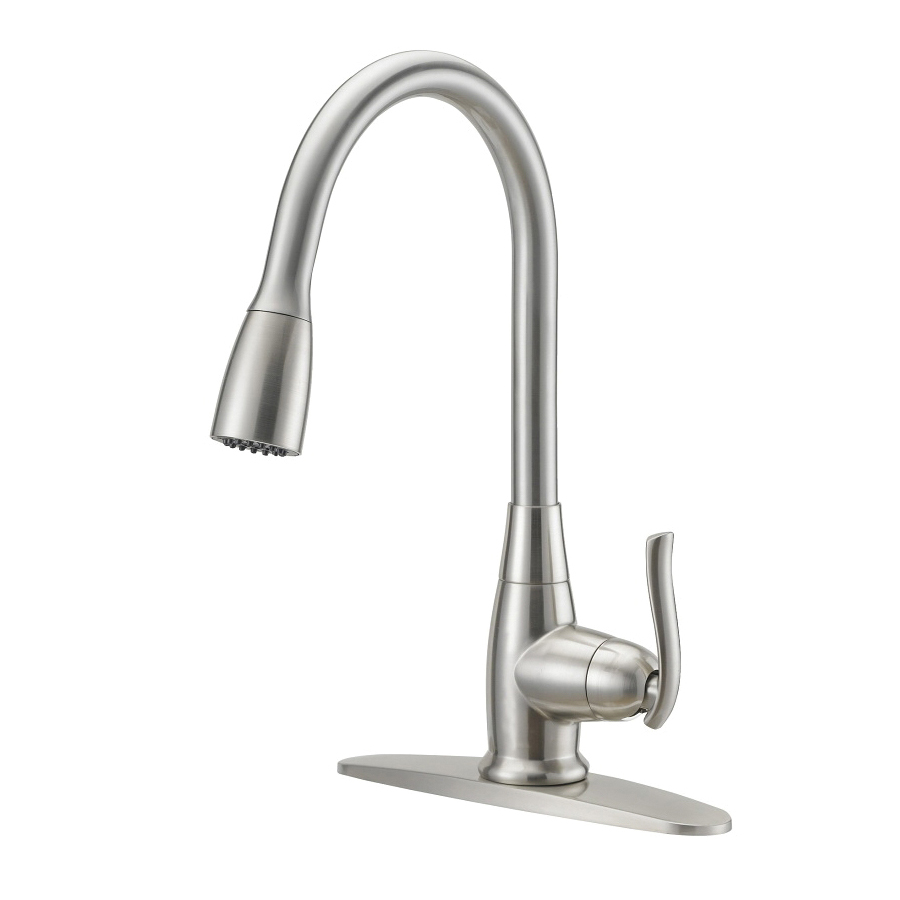 FP4A0000NP Faucet Pull-Down Kitchen Faucet, 1.8 gpm, 1-Handle, 1, 3-Faucet Hole, Brass/Plastic/Zinc