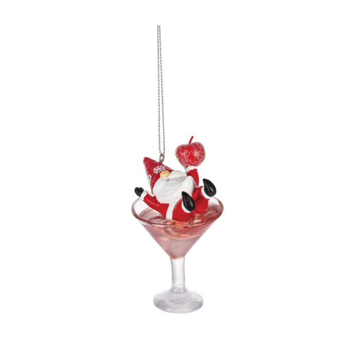 Midwest-CBK MX181583 Christmas Ornament, 3-3/4 in H, Gnome Martini, Multi-Color - 2