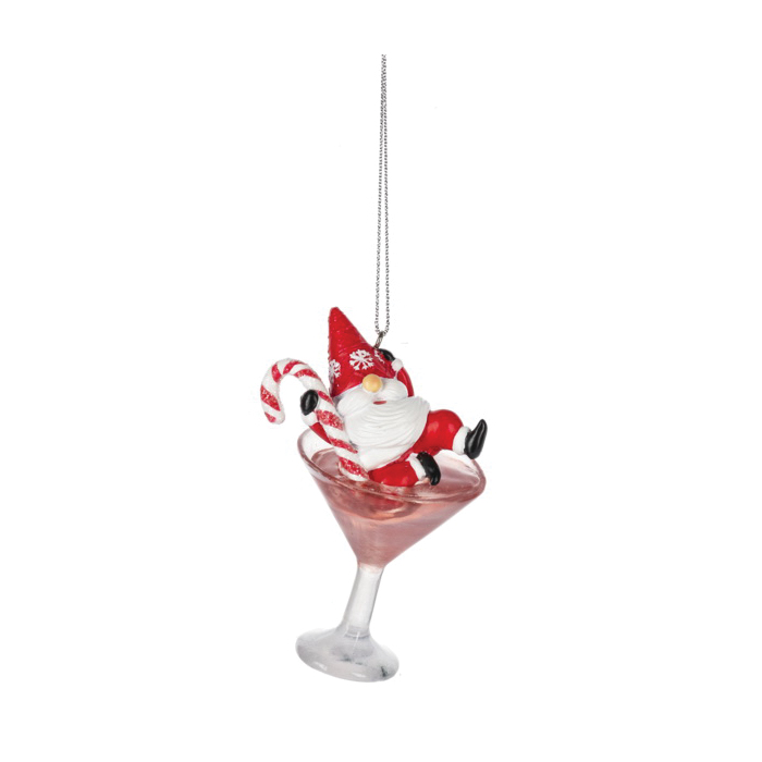Midwest-CBK MX181583 Christmas Ornament, 3-3/4 in H, Gnome Martini, Multi-Color - 4