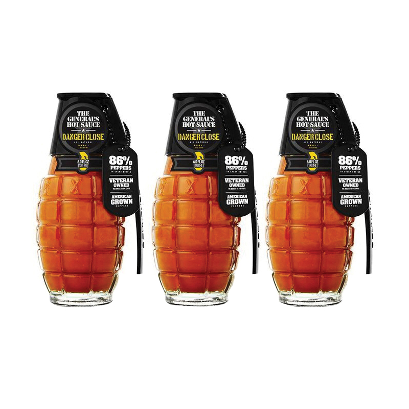 0311-027 Hot Sauce, Danger Close, 6 oz Bottle, Cayenne and Habanero Peppers