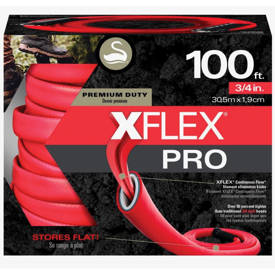 XFlex PRO Series CSNXFP34100 Garden Hose, 3/4 in, 100 ft L, Male x Female, Polyester, Red