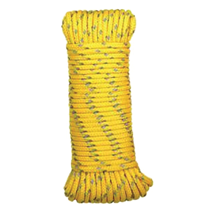 63515 Rope, 5/32 in Dia, 50 ft L, 35 lb Working Load, Polypropylene, Yellow