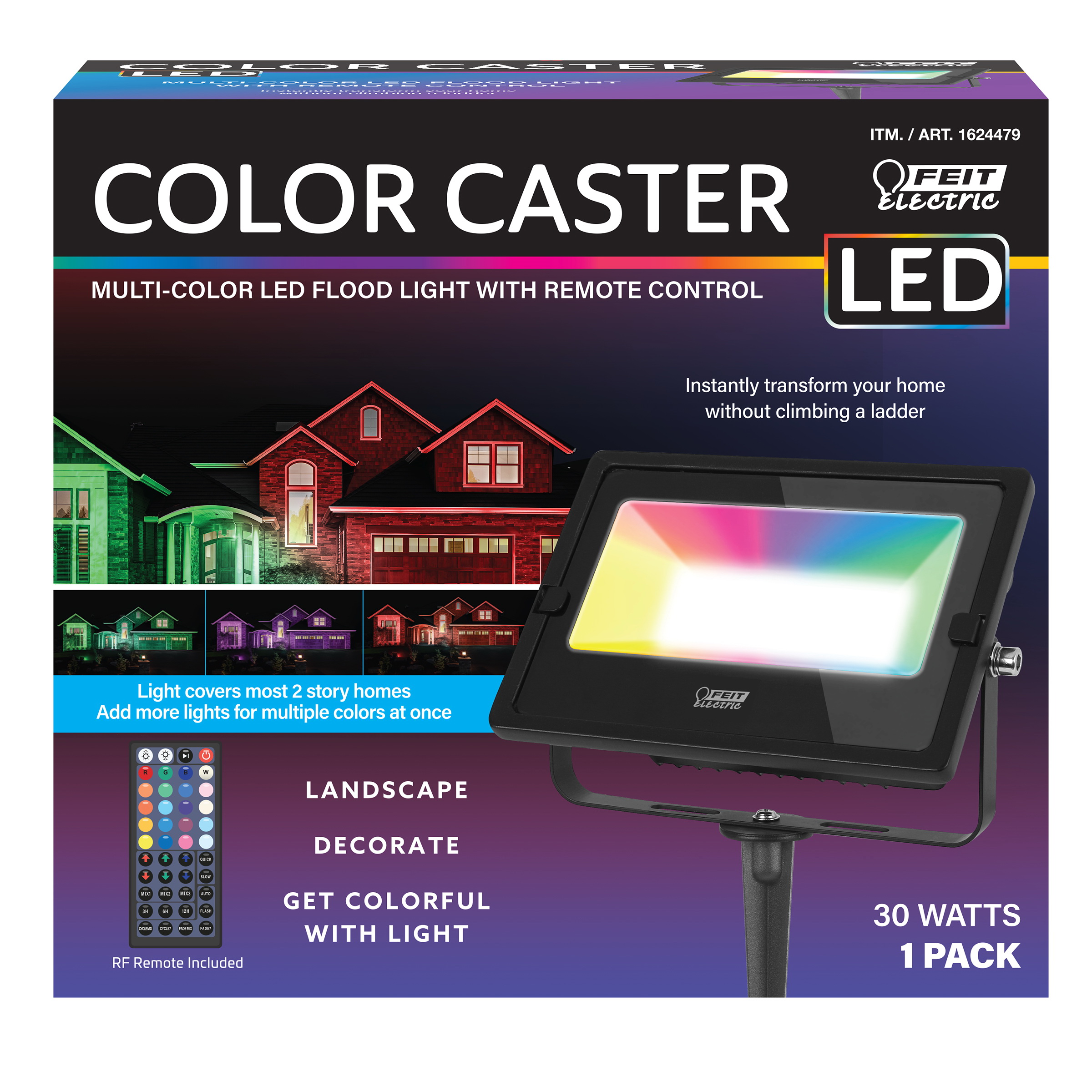Feit Electric Color Caster Black Plug In/Remote 30 W LED Floodlight - 2